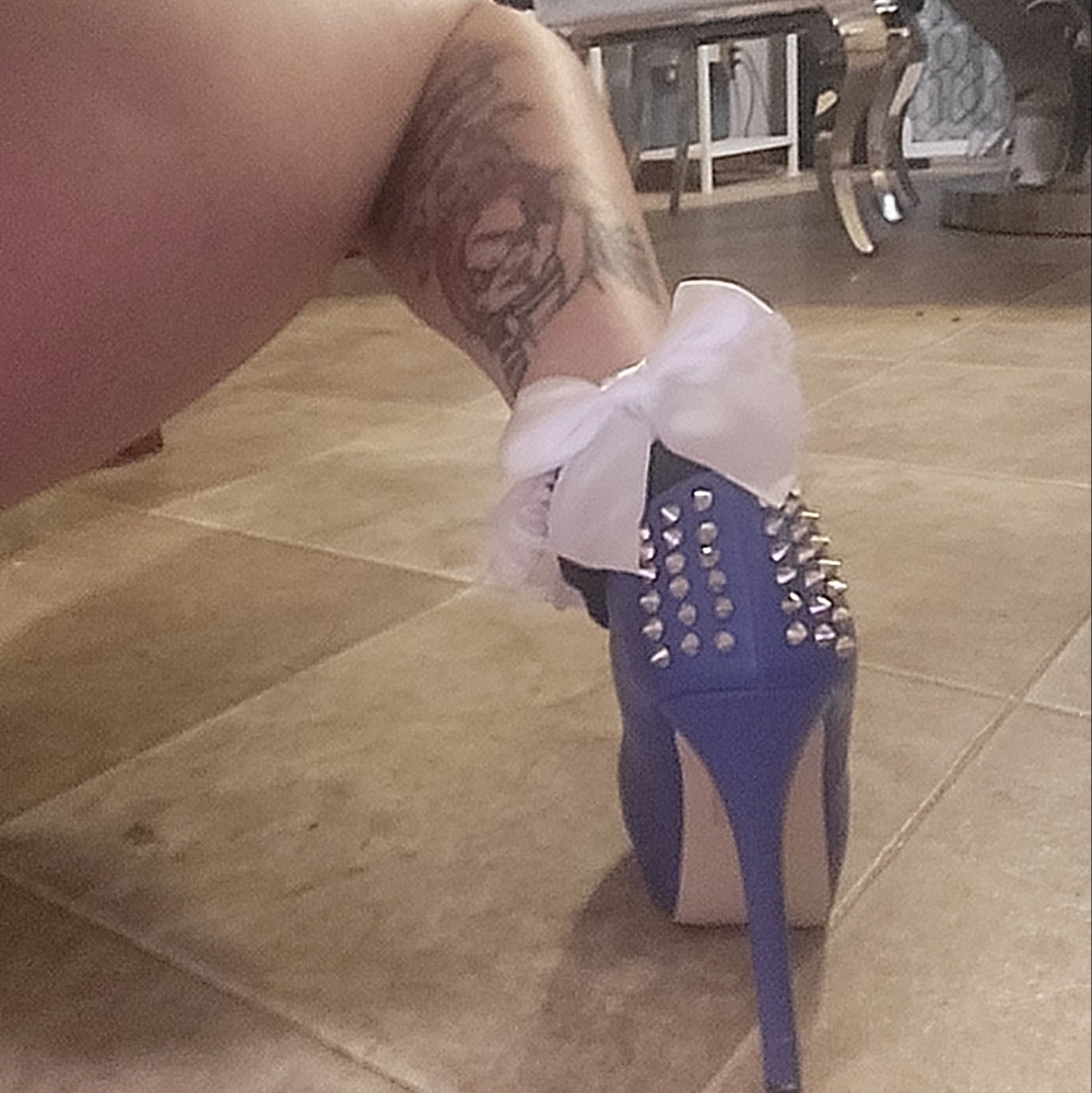 Beautiful  blue heels with spikes